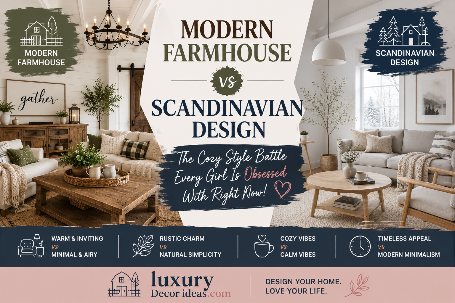 Modern Farmhouse vs Scandinavian Design: The Cozy Style Battle Every Girl Is Obsessed With Right Now