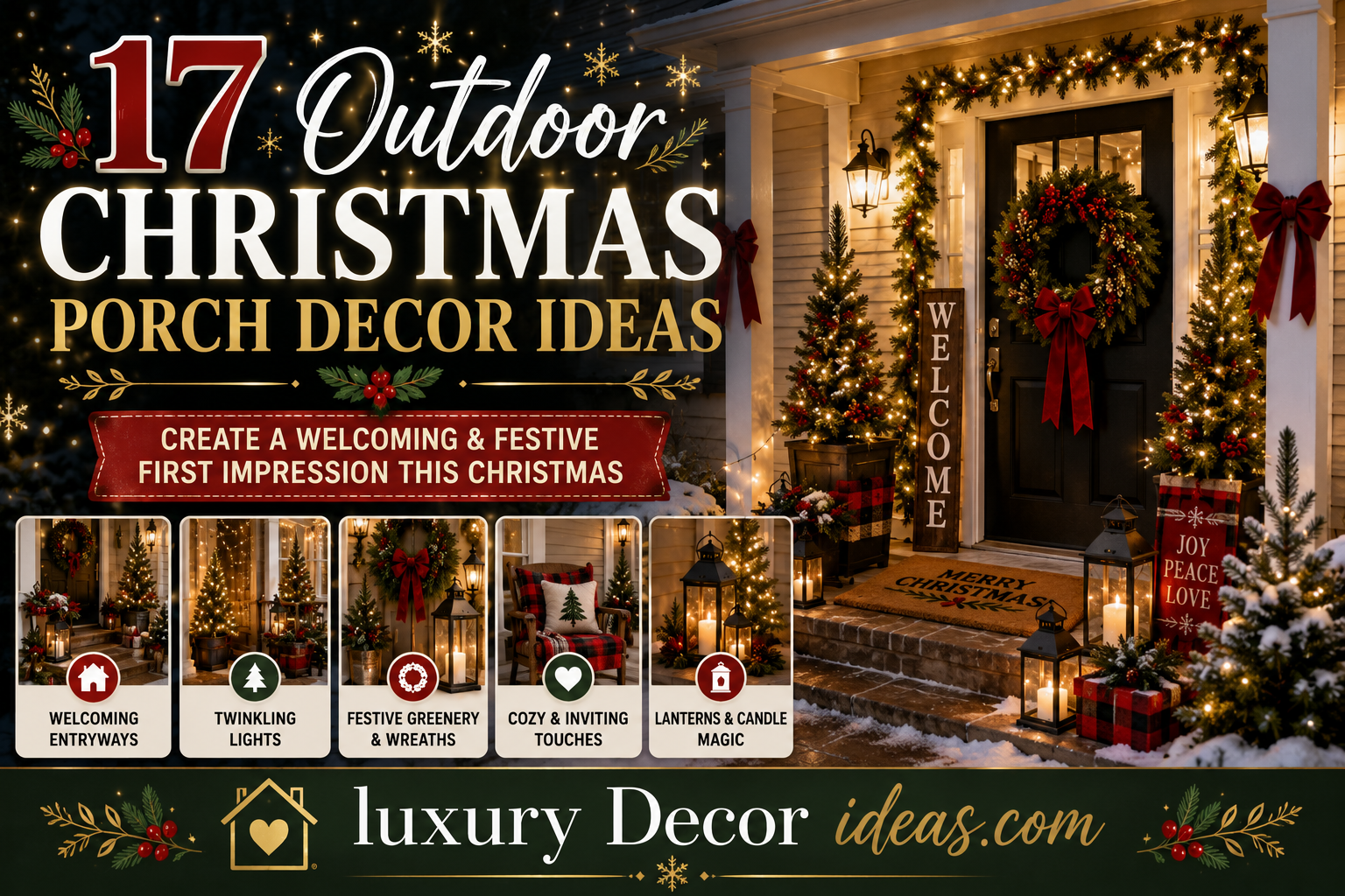 17 Outdoor Christmas Porch Decor Ideas