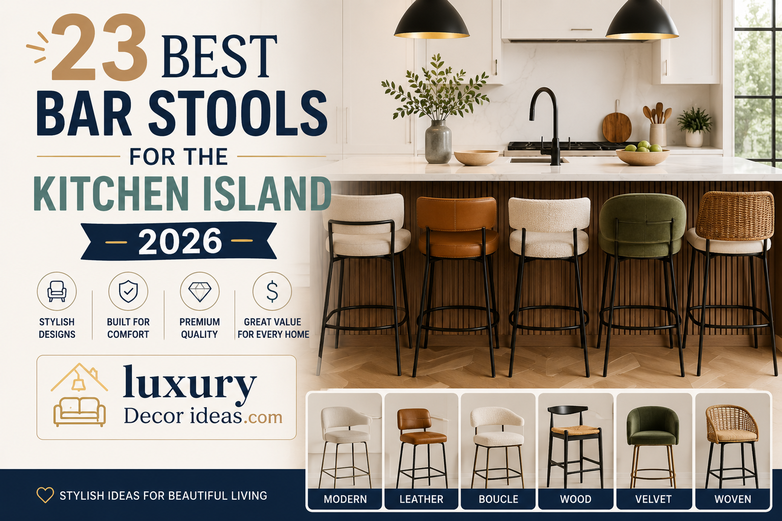 23 Best Bar Stools For the Kitchen Island 2026
