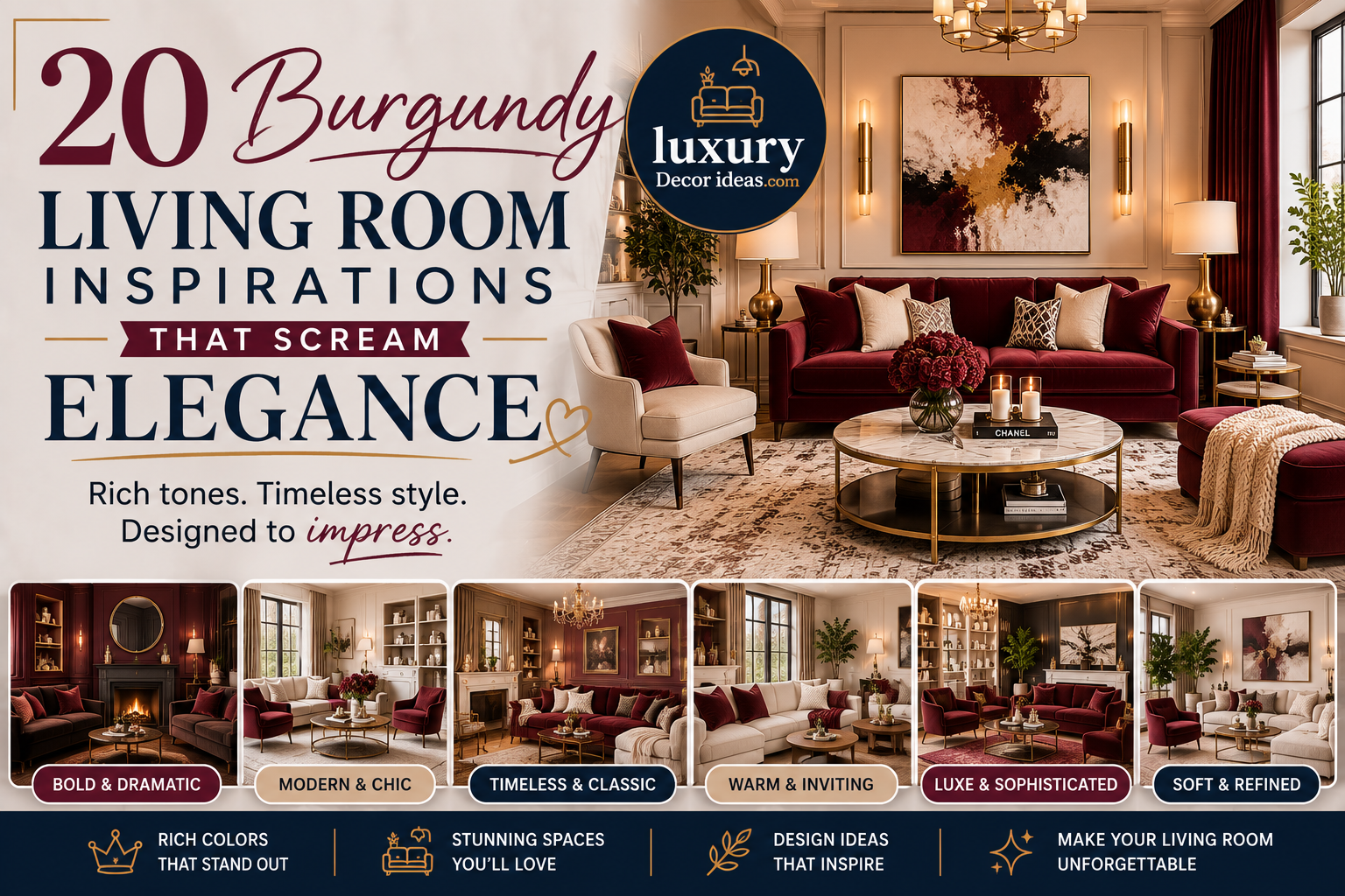20 Burgundy Living Room Inspirations That Scream Elegance